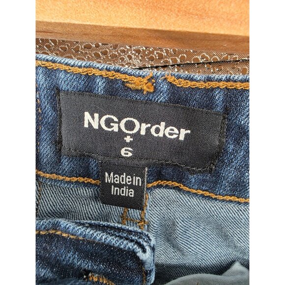 Dolls Kill NGOrder Low Rise Flare Jeans Angel Print Bootcut Size 6 Blue Denim - Picture 4 of 10